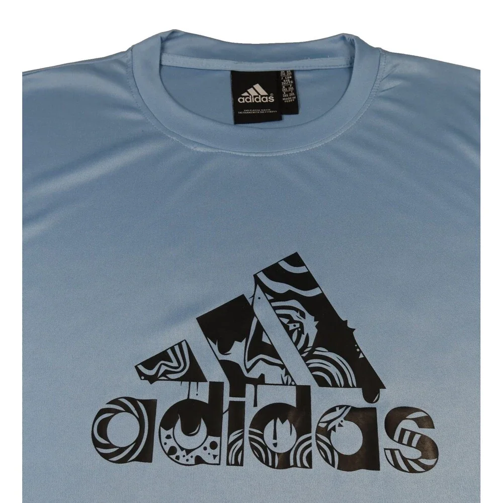 NEW Adidas Dri -Fit Tee Shirt Blue Trefoil Logo on Front Mens Size 2XL NWT